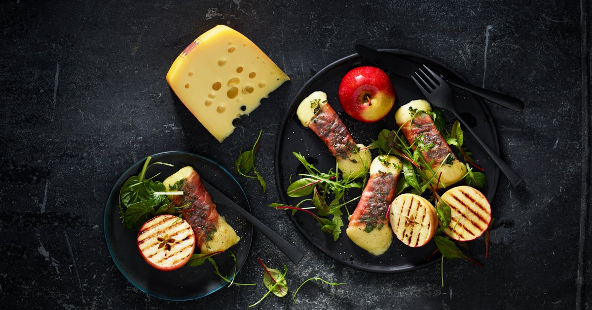 Barbecued Jarlsberg® wrapped in parma ham - Jarlsberg